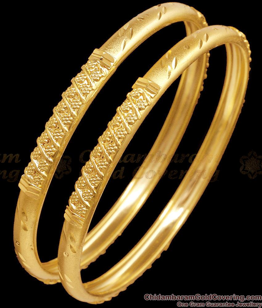 BR2789-2.10 Size Matte Finish Two Gram Gold Bangle Bridal Jewelry Designs BR2789-2.10 Size Matte Finish Two Gram Gold Bangle Bridal Jewelry Designs