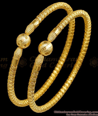BR2793-2.10 Size Buy Gold Plated Kada Style Bangle Ball Design For Festive Wear Online