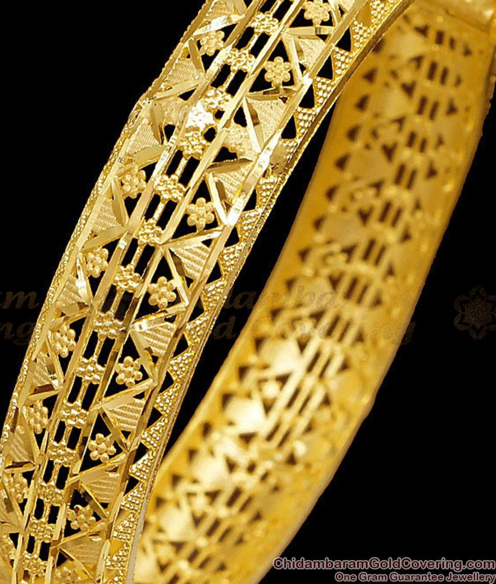 BR2799-2.4 Size 22K Gold Imitation Screw Back Kada Bangle Bridal Wear ...