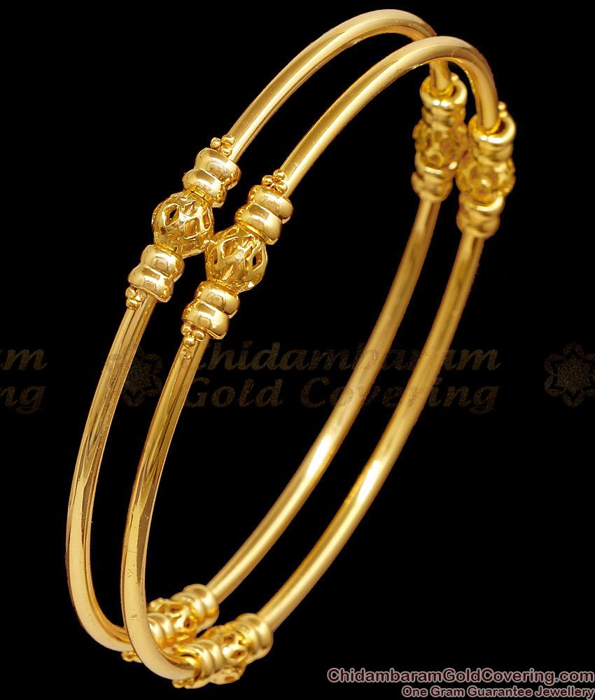 BR2806-2.10 Size Plain One Gram Gold Bangle Ball Pattern For Daily Use