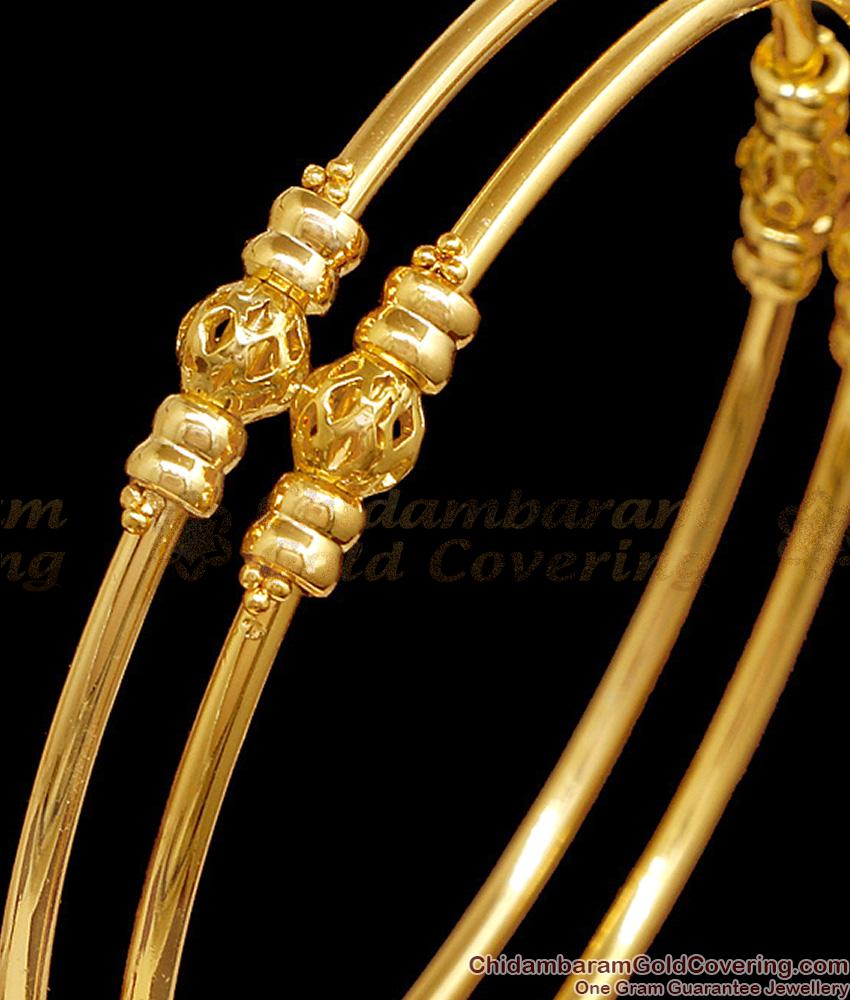 BR2806-2.10 Size Plain One Gram Gold Bangle Ball Pattern For Daily Use
