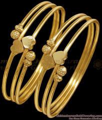 BR2807-2.10 Size Premium Quality Micro Gold Plated Bangle Heart Design Online