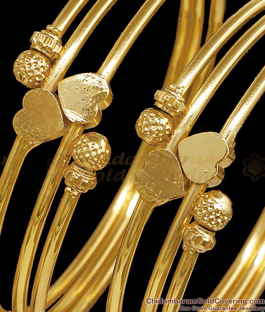 BR2807-2.10 Size Premium Quality Micro Gold Plated Bangle Heart Design Online
