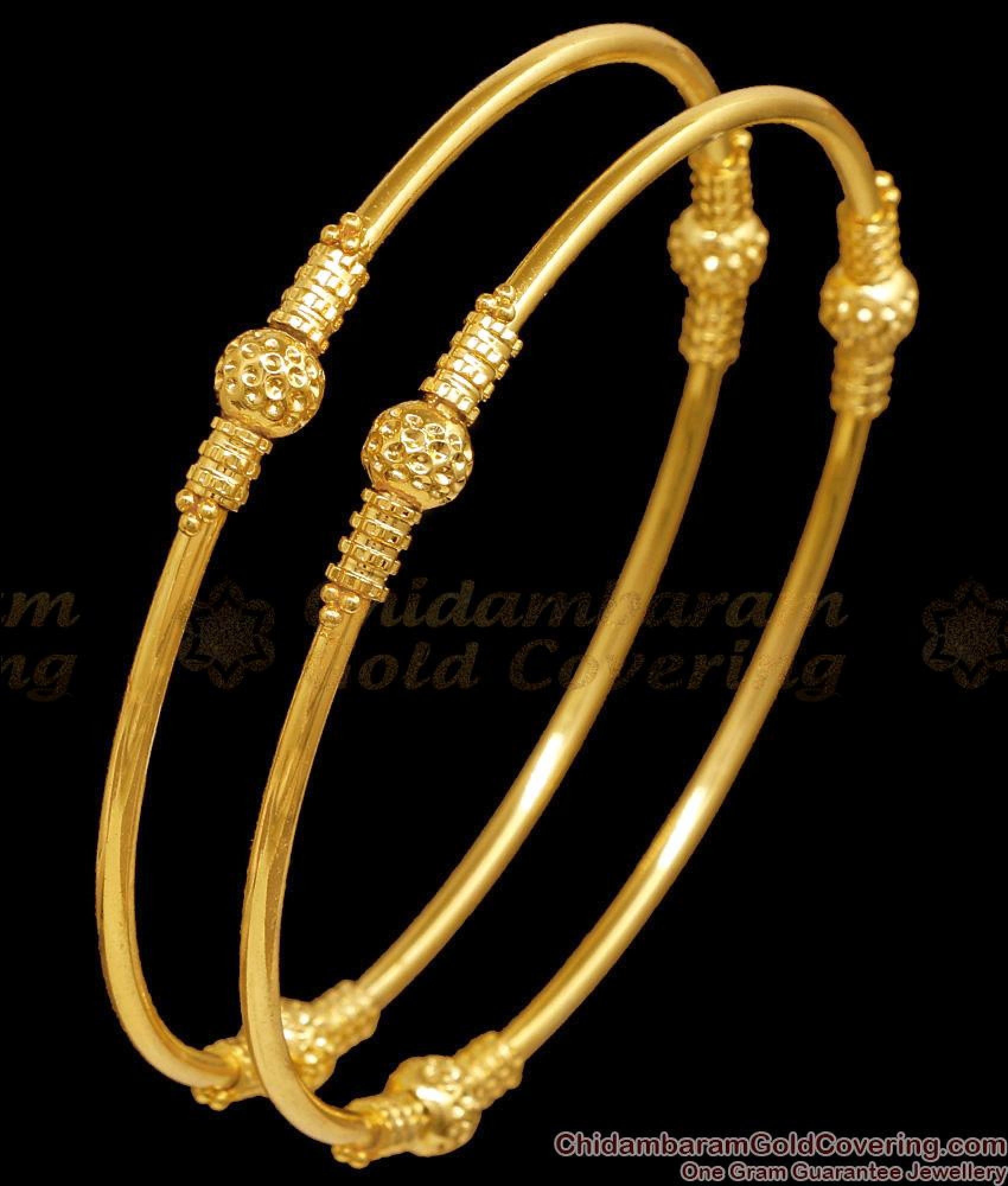BR2809-2.8 Set Of Two Latest Milagu Mani Gold Plated Bangle Design ...