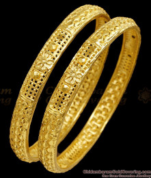 BR2812-2.10 Size Beautiful Floral Design Dubai Gold Bangle Design For Brides