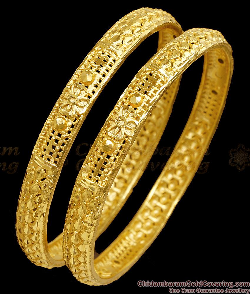 BR2812-2.6 Size Beautiful Floral Design Dubai Gold Bangle Design For Brides