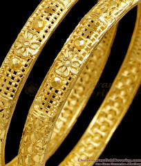 BR2812-2.8 Size Beautiful Floral Design Dubai Gold Bangle Design For Brides