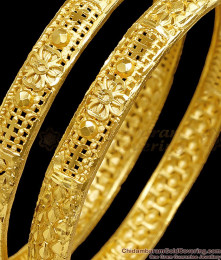 BR2812-2.10 Size Beautiful Floral Design Dubai Gold Bangle Design For Brides