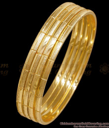 BR2816-2.6 Size Set Of Four Plain One Gram Gold Bangle For Daily Wear