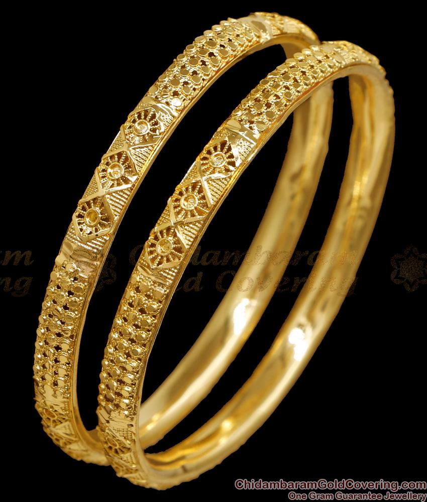 BR2824-2.10 Set Of Two One Gram Gold Plain Bangle Design For Women Fashion BR2824-2.10 Set Of Two One Gram Gold Plain Bangle Design For Women Fashion