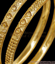 BR2824-2.6 Set Of Two One Gram Gold Plain Bangle Design For Women Fashion