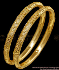 BR2825-2.10 Size Real Gold Tone Light Weight Bangle Floral Design Shop Online