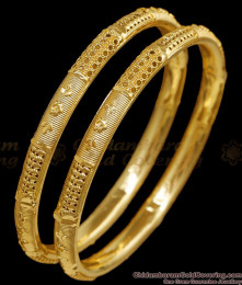 BR2825-2.10 Size Real Gold Tone Light Weight Bangle Floral Design Shop Online
