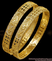 BR2834-2.6 Set Of Two New Arrival Machine Cut Micro Gold Plated Bangle Without Stone