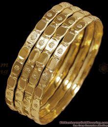 BR2836-2.8 Size Real Gold Tone Machine Cut 4 Set Bangle Design For Brides