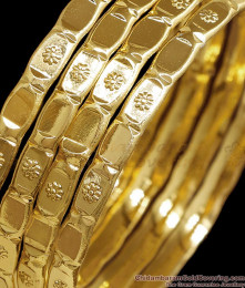 BR2836-2.8 Size Real Gold Tone Machine Cut 4 Set Bangle Design For Brides