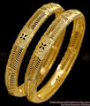 BR2837-2.4 Set Of Two Elegant Gold Plated Plain Shiny Bangle Design Bridal Jewelry