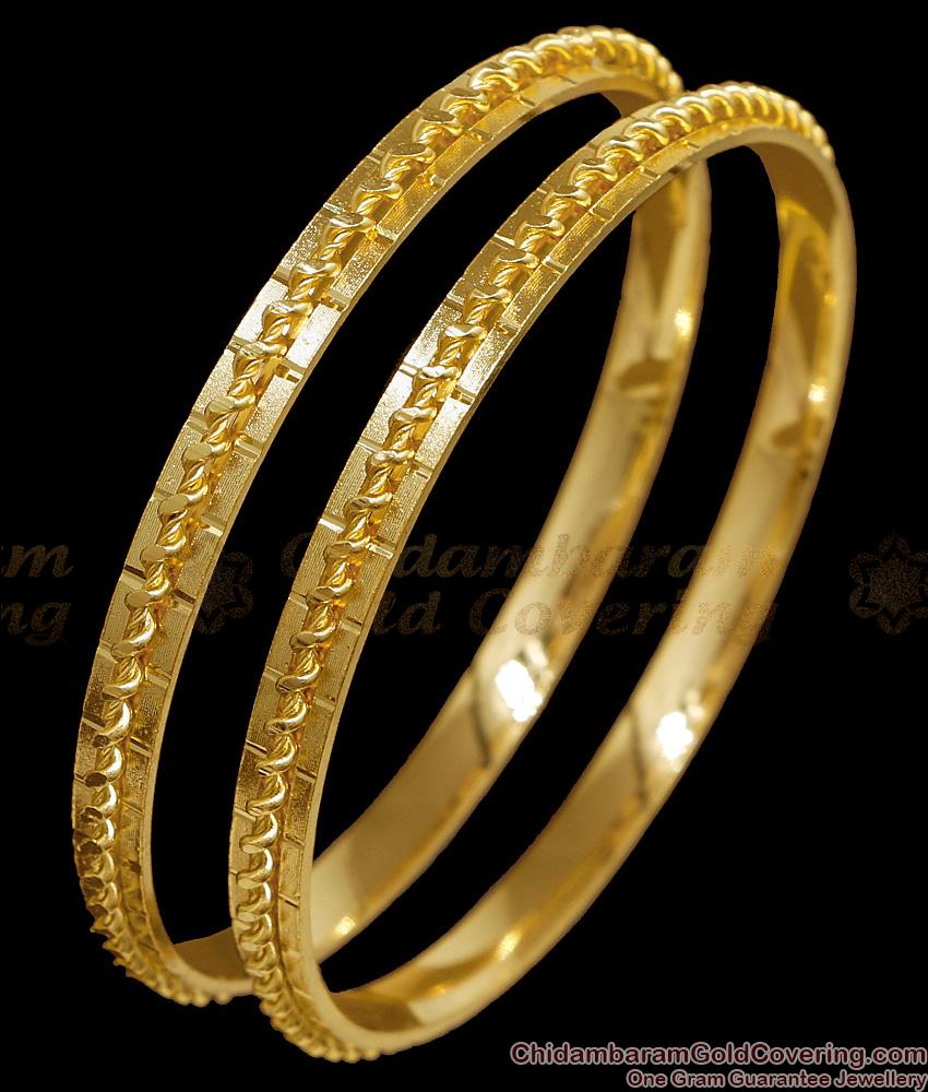 BR2840-2.10 Size Light Weight Gold Plated Bangle Thread Pattern For Daily Wear