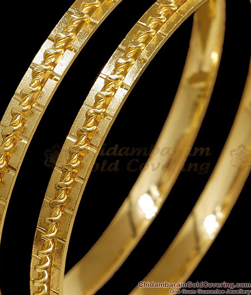 BR2840-2.10 Size Light Weight Gold Plated Bangle Thread Pattern For Daily Wear