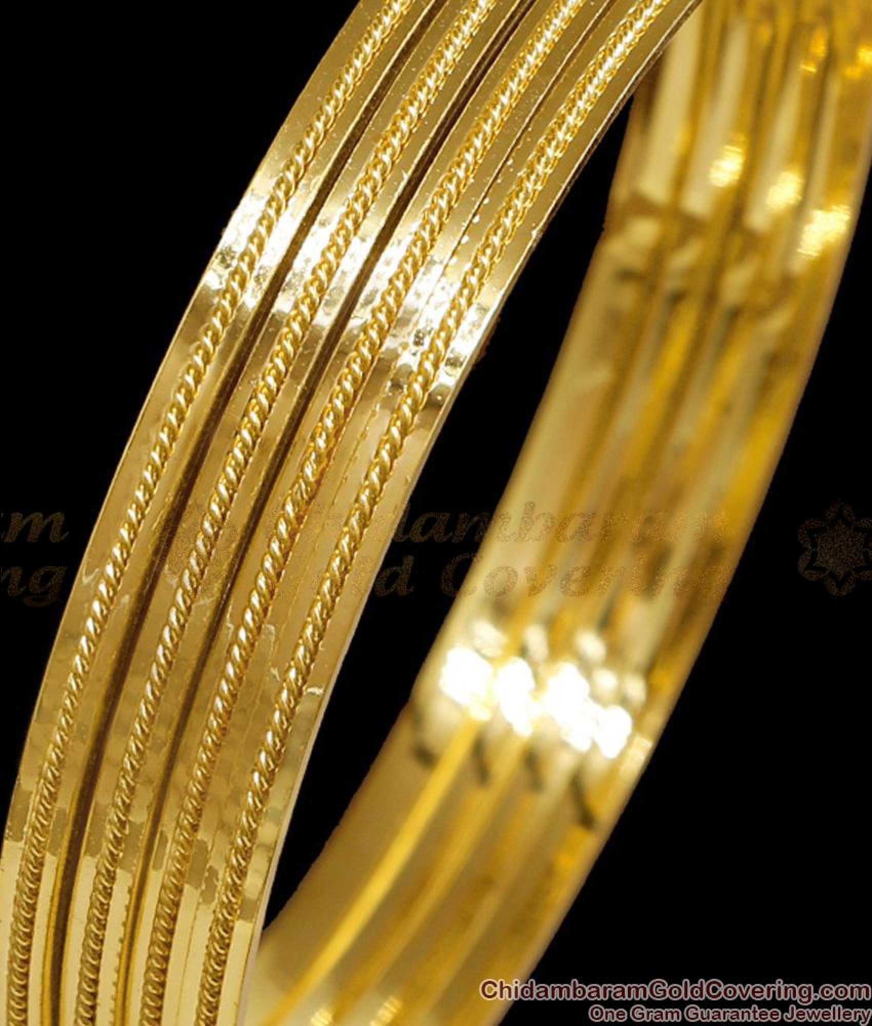 BR2841-2.4 Size Set Of Four Regular Use One Gram Gold Plain Bangle At ...