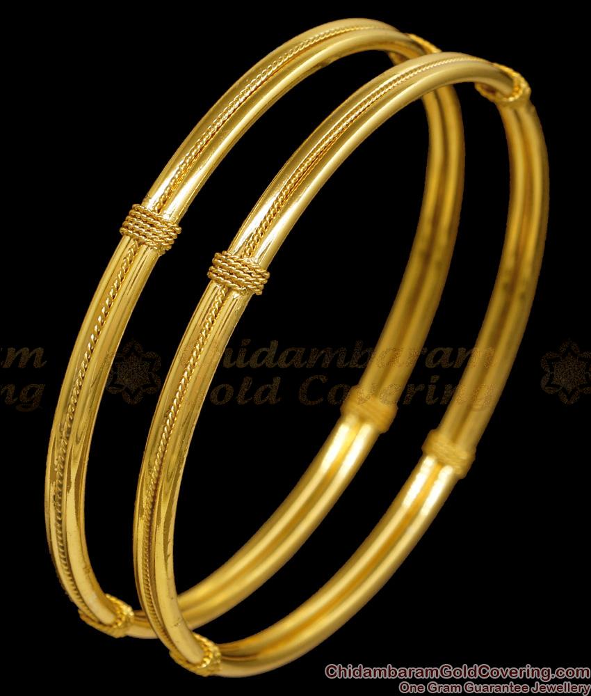 BR2844-2.10 Size Regular Use 1 Gram Gold Bangle Threaded Design For Women