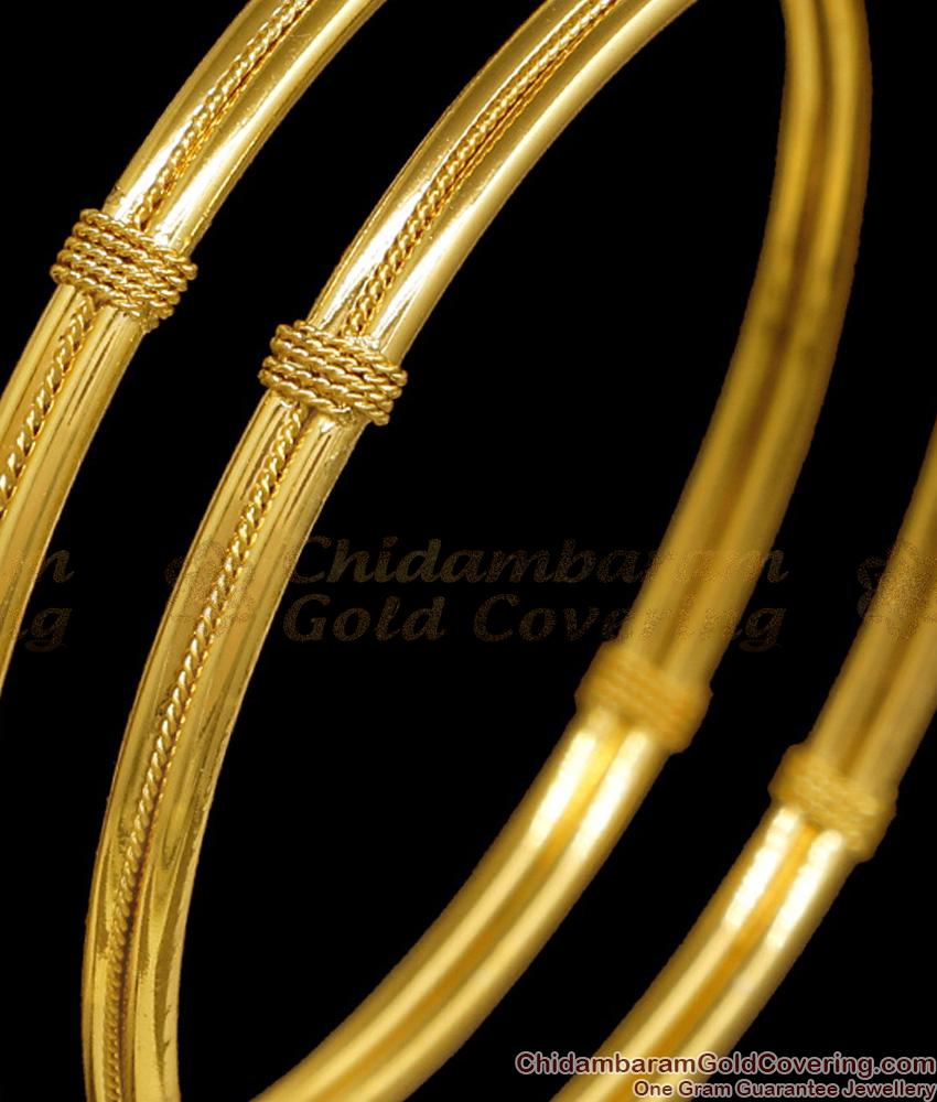 BR2844-2.10 Size Regular Use 1 Gram Gold Bangle Threaded Design For Women
