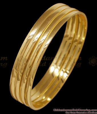 BR2846-2.10 Size Set Of Four Plain Gold Imitation Bangle For Daily Wear