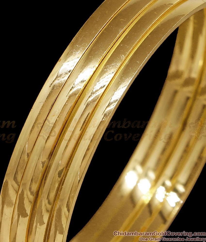 BR2846-2.10 Size Set Of Four Plain Gold Imitation Bangle For Daily Wear