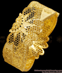BR2850-2.6 Size Premium Quality Forming Gold Screw Type Bangle Floral Design