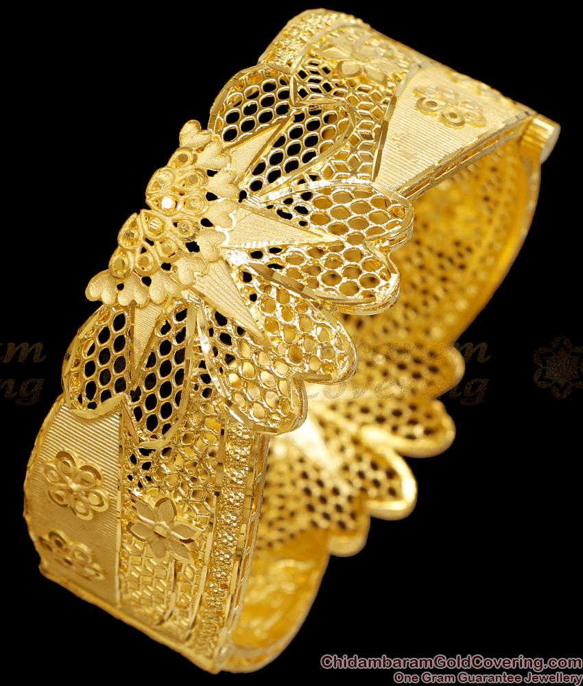 BR2850-2.6 Size Premium Quality Forming Gold Screw Type Bangle Floral Design BR2850-2.6 Size Premium Quality Forming Gold Screw Type Bangle Floral Design