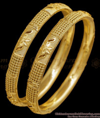 BR2855-2.6 Size Real Gold Tone Floral Design Plain Bangle Bridal Wear Collections BR2855-2.6 Size Real Gold Tone Floral Design Plain Bangle Bridal Wear Collections
