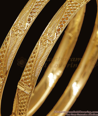 BR2879-2.10 Size Premium Quality Gold Imitation Floral Bangle Shop Online