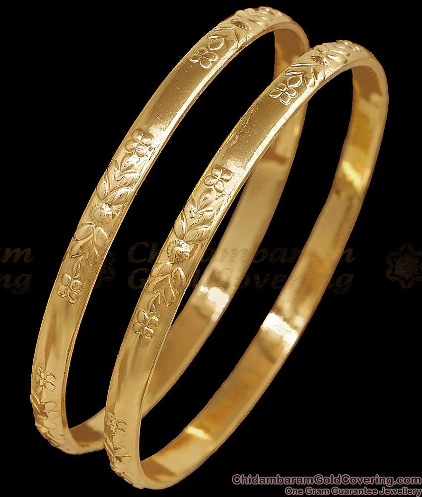 BR2891-2.6 Size Daily Wear 5 Metal Impon Bangle Plain Floral Design
