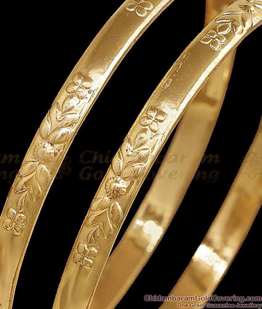 BR2891-2.6 Size Daily Wear 5 Metal Impon Bangle Plain Floral Design