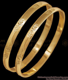 BR2892-2.4 Size South Indian Impon Flat Curve Textured Bangles Pair