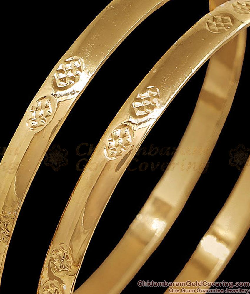BR2892-2.6 Size South Indian Impon Flat Curve Textured Bangles Pair BR2892-2.6 Size South Indian Impon Flat Curve Textured Bangles Pair
