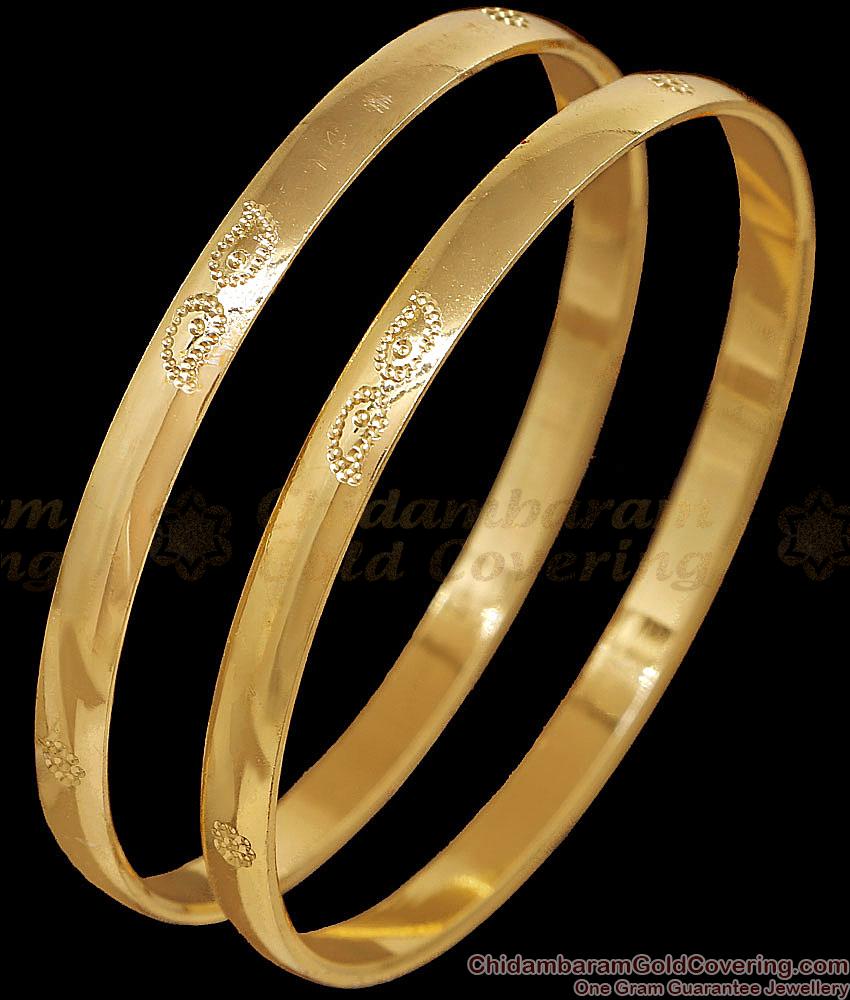 BR2893-2.8 Size Five Metal Panchaloha Mango Motif Daily Wear Bangles