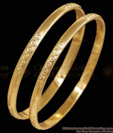 BR2894-2.6 Size Smooth Finish Gold Plated Impon Swirl Pattern Daily Wear Kada