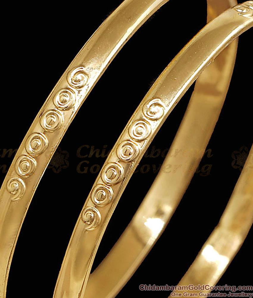 BR2894-2.8 Size Smooth Finish Gold Plated Impon Swirl Pattern Daily Wear Kada