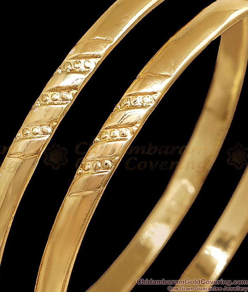 BR2898-2.4 Size Micro Gold Plated Impon Diagonal Stripe Bangle