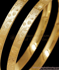 BR2900-2.4 Size Self Design Set Of 2 Gold Plated Floral Laser Cut Bangles BR2900-2.4 Size Self Design Set Of 2 Gold Plated Floral Laser Cut Bangles