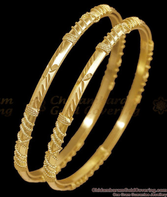 BR2901-2.8 Size Traditional Gold Plated Twisted Wire Work Daily Wear Bangles