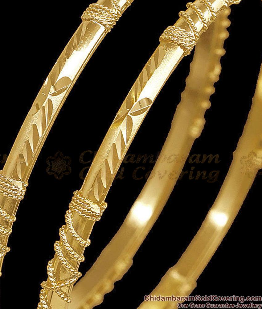 BR2901-2.4 Size Traditional Gold Plated Twisted Wire Work Daily Wear Bangles BR2901-2.4 Size Traditional Gold Plated Twisted Wire Work Daily Wear Bangles