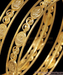 BR2904-2.6 Size Latest Gold Imitation Lakshmi Coin Kasu Temple Bangles BR2904-2.6 Size Latest Gold Imitation Lakshmi Coin Kasu Temple Bangles