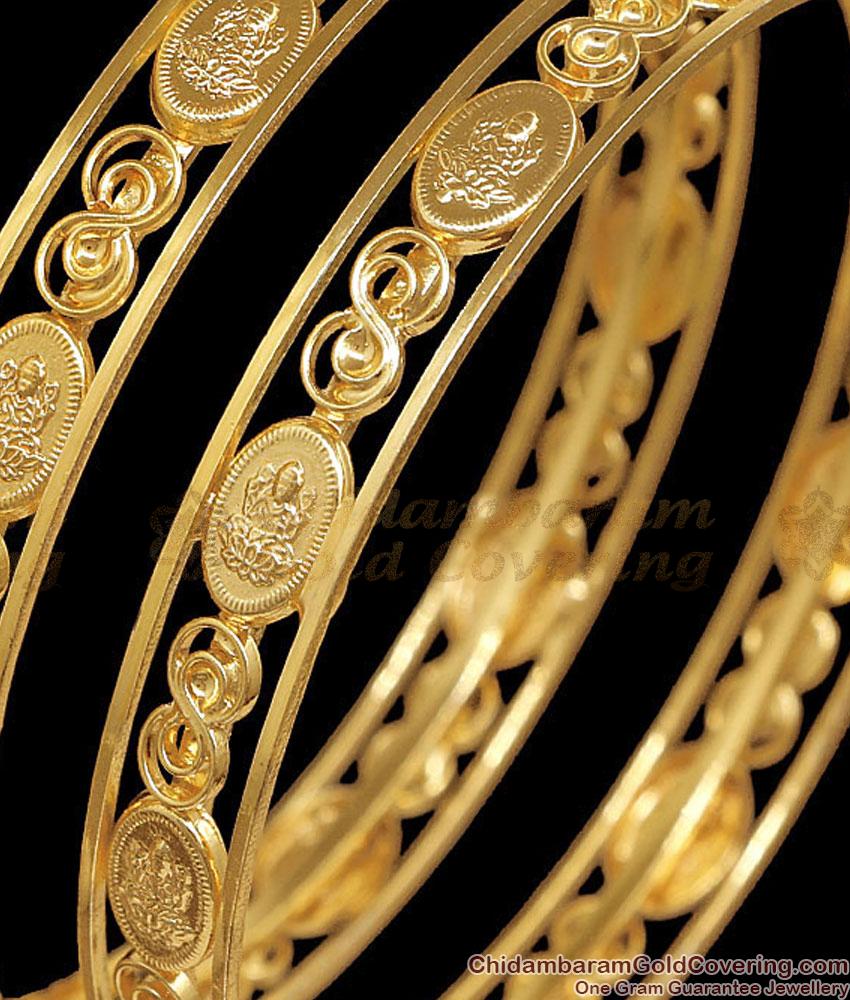 BR2904-2.6 Size Latest Gold Imitation Lakshmi Coin Kasu Temple Bangles BR2904-2.6 Size Latest Gold Imitation Lakshmi Coin Kasu Temple Bangles