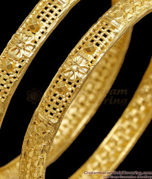 BR2923-2.8 Size New Model Two Gram Gold Floral Carved Design Bangles BR2923-2.8 Size New Model Two Gram Gold Floral Carved Design Bangles