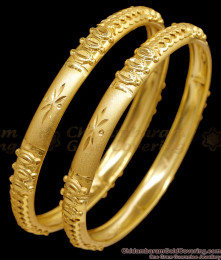 BR2924-2.6 Size Real Gold Tone Matte Finish Bangle Laser Cut Design