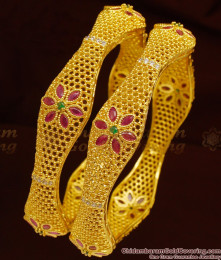BR1020-2.8 Size Leaf Flower Design Bridal Bangles Set For Women