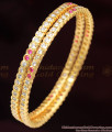 BR1032-2.6 Beautiful Full White And Pink Stone Impon Panchalog Bangles Diwali Special Offer