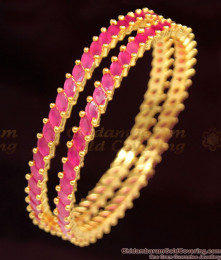 BR1050-2.6 Grand Bollywood Model Full Ruby Stone Gold Plated Bangles